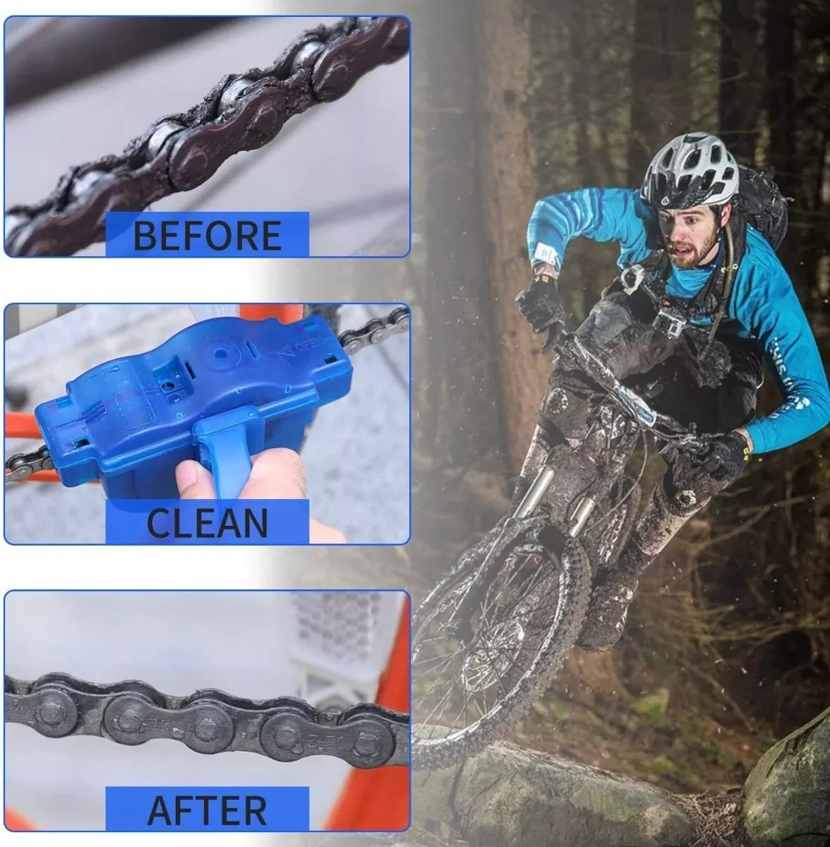 Kit de limpieza para bicicletas, cepillo con trinquete y raspador, 3 piezas, MTB